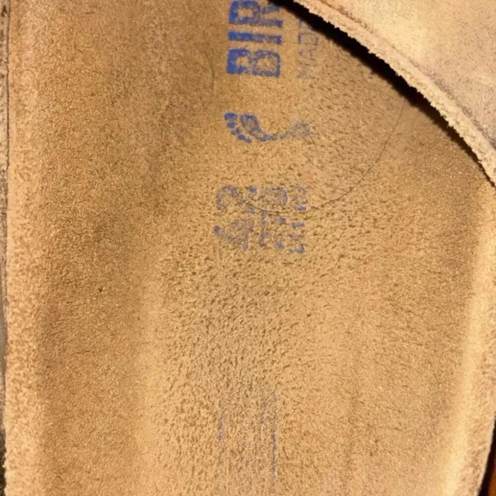 Birkenstock Arizona taupe suede slide-on sandals (size 42/women’s 11)